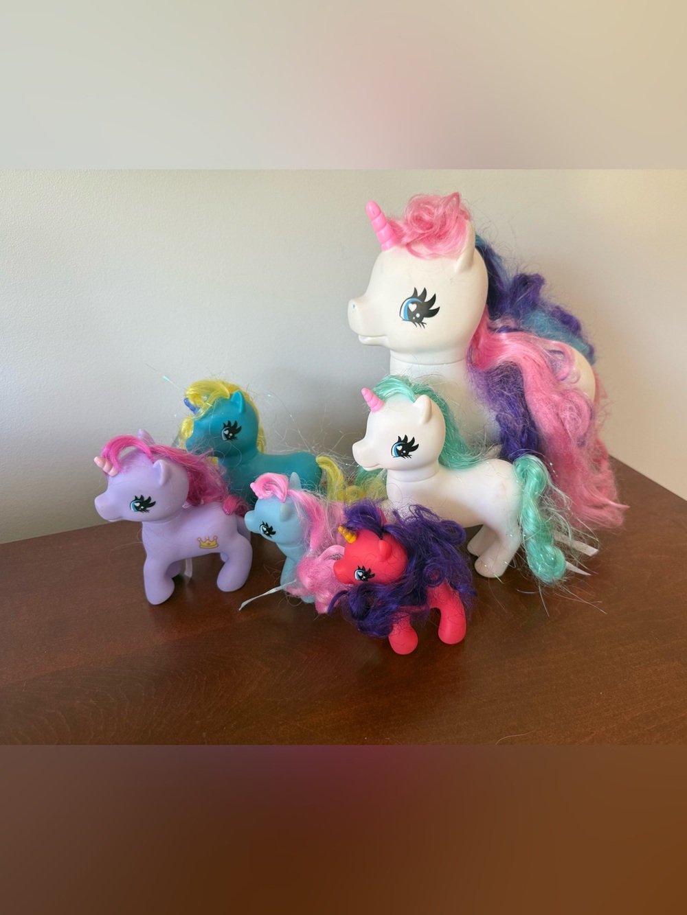 Pastel Unicorn Toy Set in White, Purple, Pink and Blue
